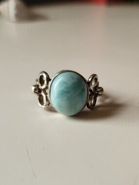 Sterling Silver Ring with Blue Larimar Gemstone